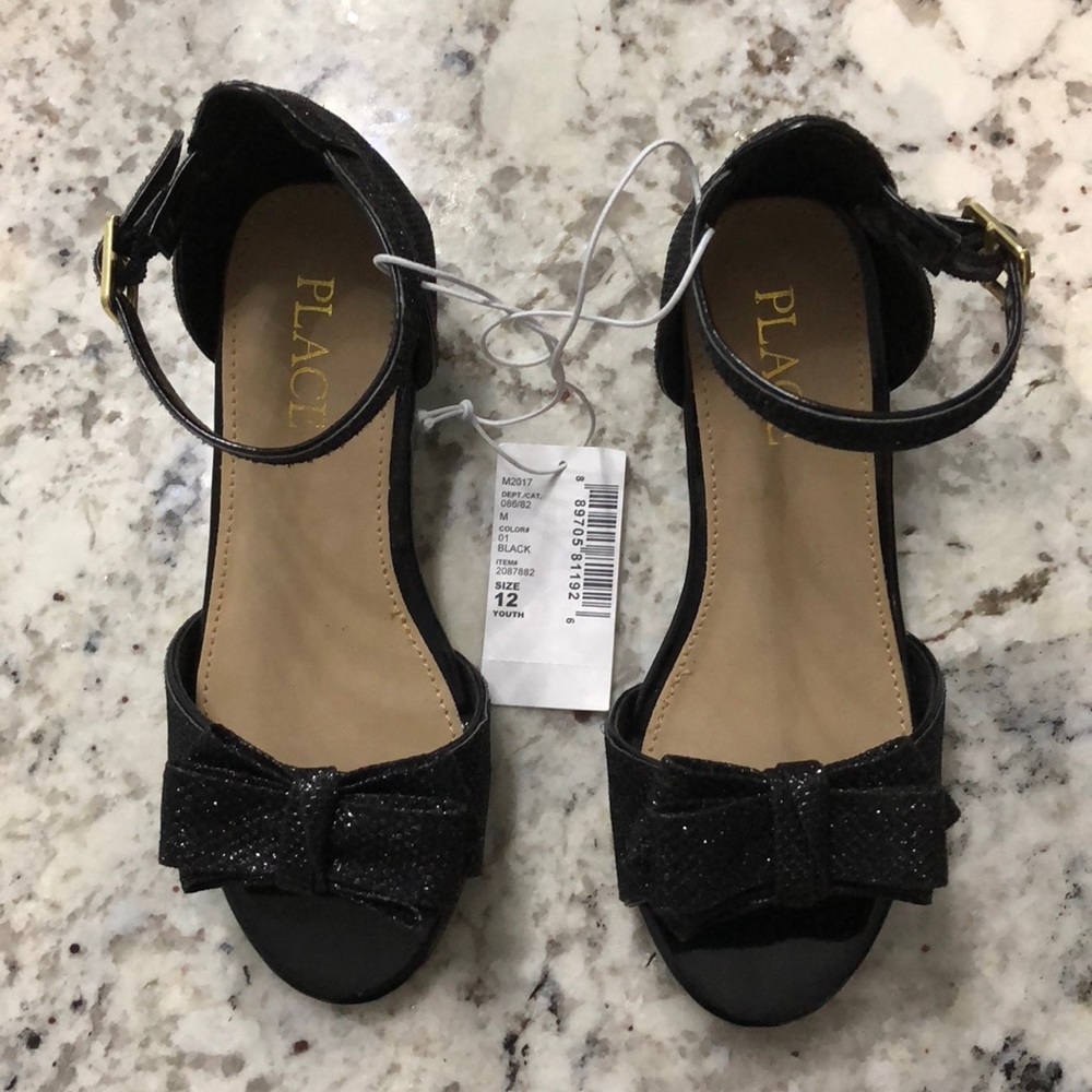 NWT Children’s Place sparkle bow heels sz 12